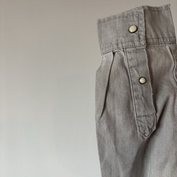 Allsaints Womens Long Sleeve Gray Shirt Sz 10 US Snap Button Edgy Grunge Capsule - Picture 14 of 16